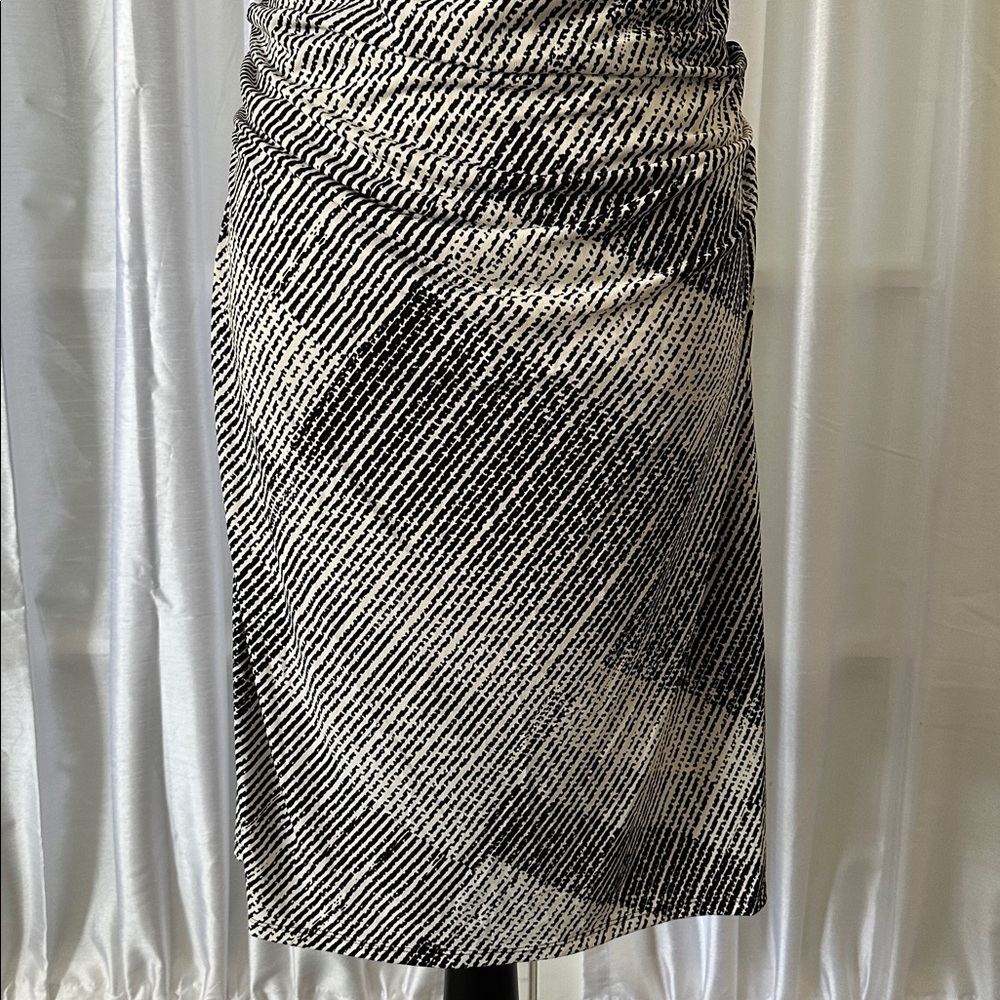 White House Black Market Cowl Neck Midi Dress Sz L/ Black, White - Picture 4 of 8
